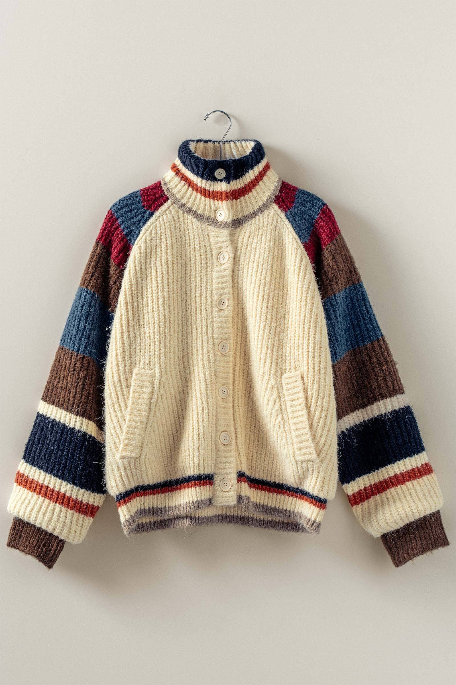 Urban Daizy Chunky Rib-Knit Faux Fur Lined Cardigan Navy Cardigan - Women's (UDZ-KN-00652) – alternate view 3