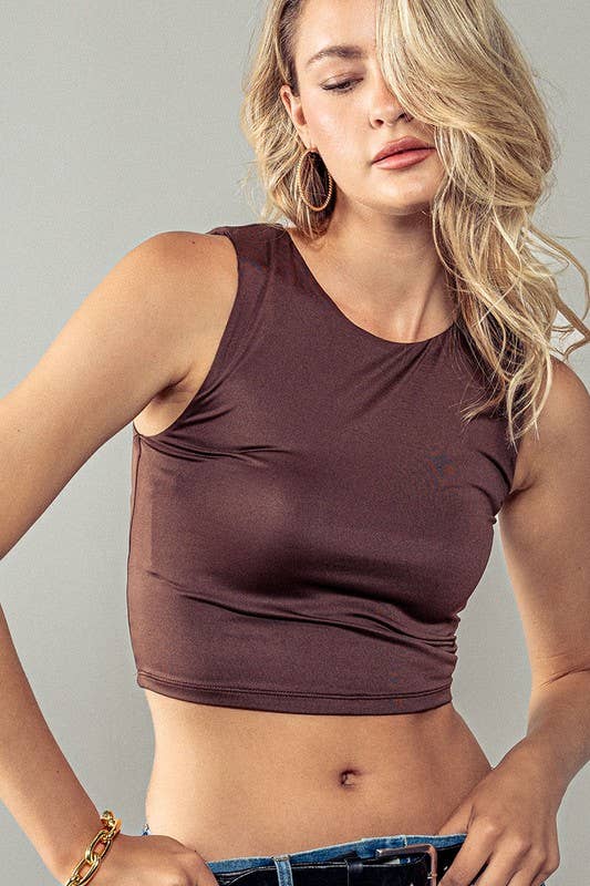 Urban Daizy Scoop Neck Fitted Cropped Summer Tank Top Black Tank Top - Women's (UDZ-TP-00579) – alternate view 10