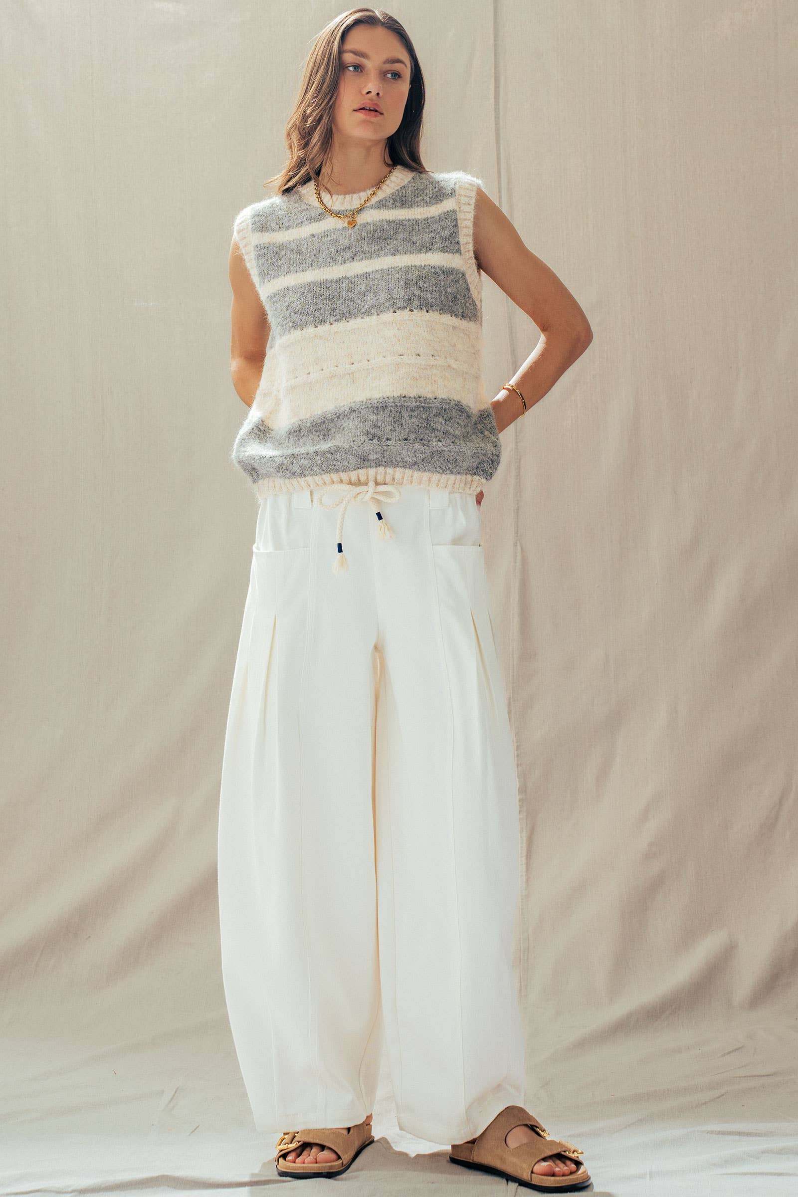 Striped Boho Knit Sweater Vest