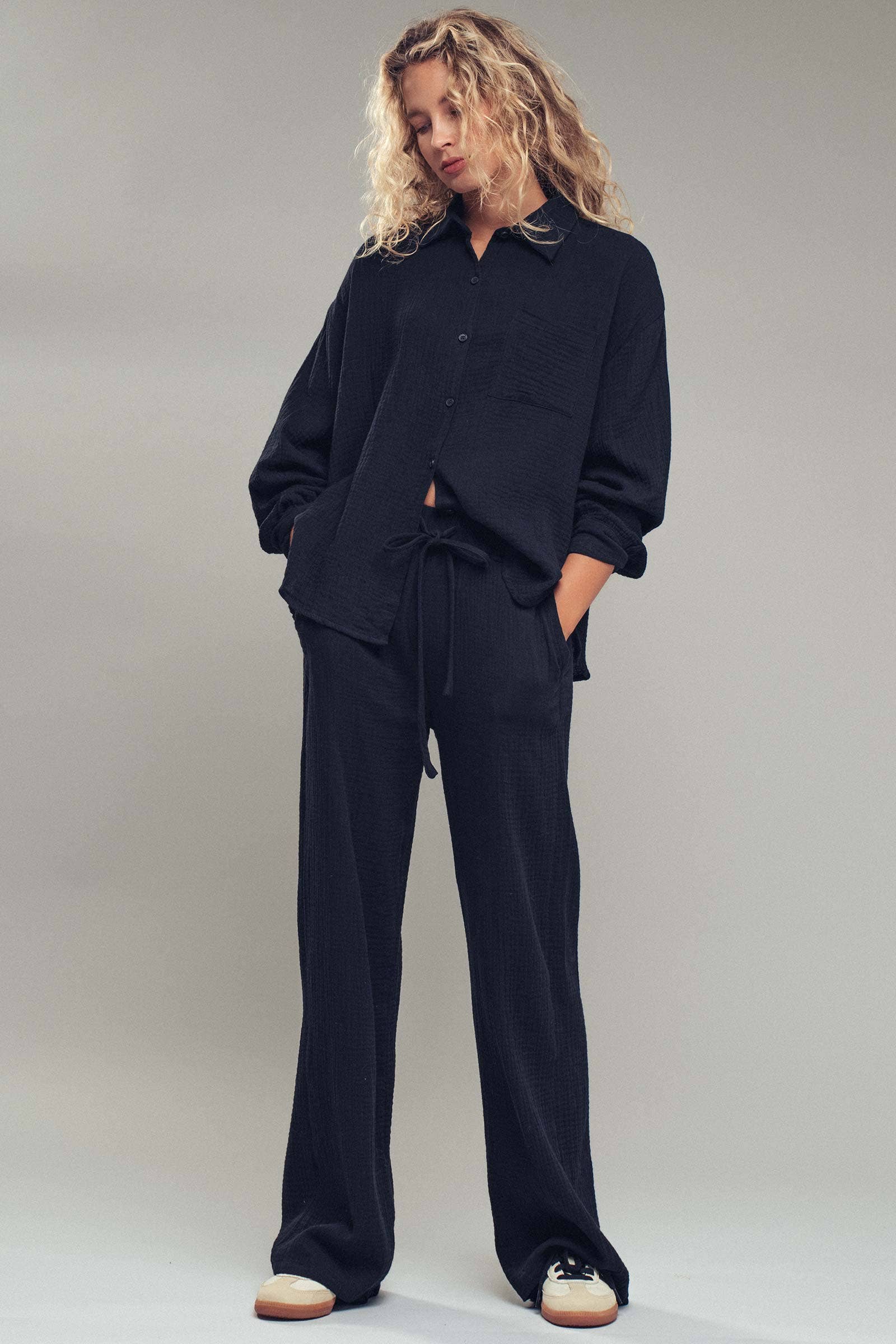 Textured Cotton Gauze Lounge Set