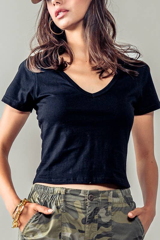 Urban Daizy Organic Cotton Comfort Scoop Neck Tee Black T-Shirt - Women's (UDZ-TP-00523) – alternate view 2