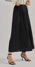 Washed Satin Crinkle Pleated Maxi Skirt in BLACK - Women's Maxi Skirts | Urban Daizy