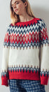 Urban Daizy Fair Isle Wool Blend Sweater Top Green-Multi Knit Sweater - Women's (UDZ-KN-00652) – alternate view 2