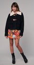 Toggle Front Sweater Jacket with Contrast Collar in BLACK - Women's Jackets & Blazers | Urban Daizy