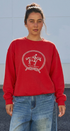 Equestrian Rope Embroidered Crewneck Sweatshirt | wholesale graphic sweatshirt - women's | Urban Daizy