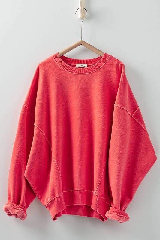 Crew Neck Comfort Washed  Spring Sweatshirt