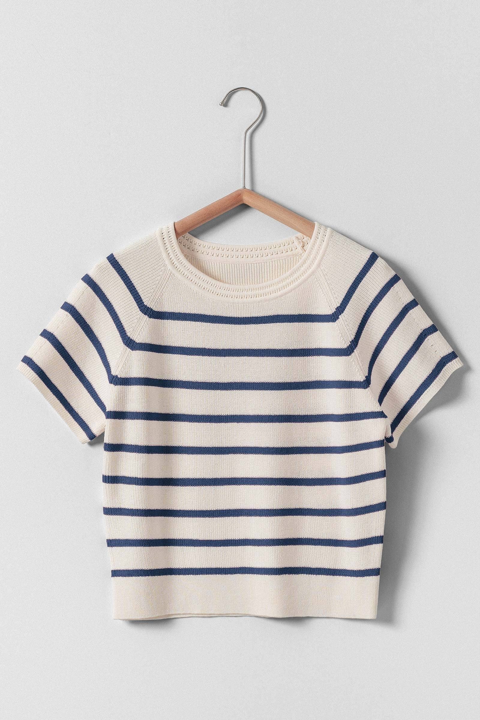 Classic Striped Raglan Sleeve Knit Top