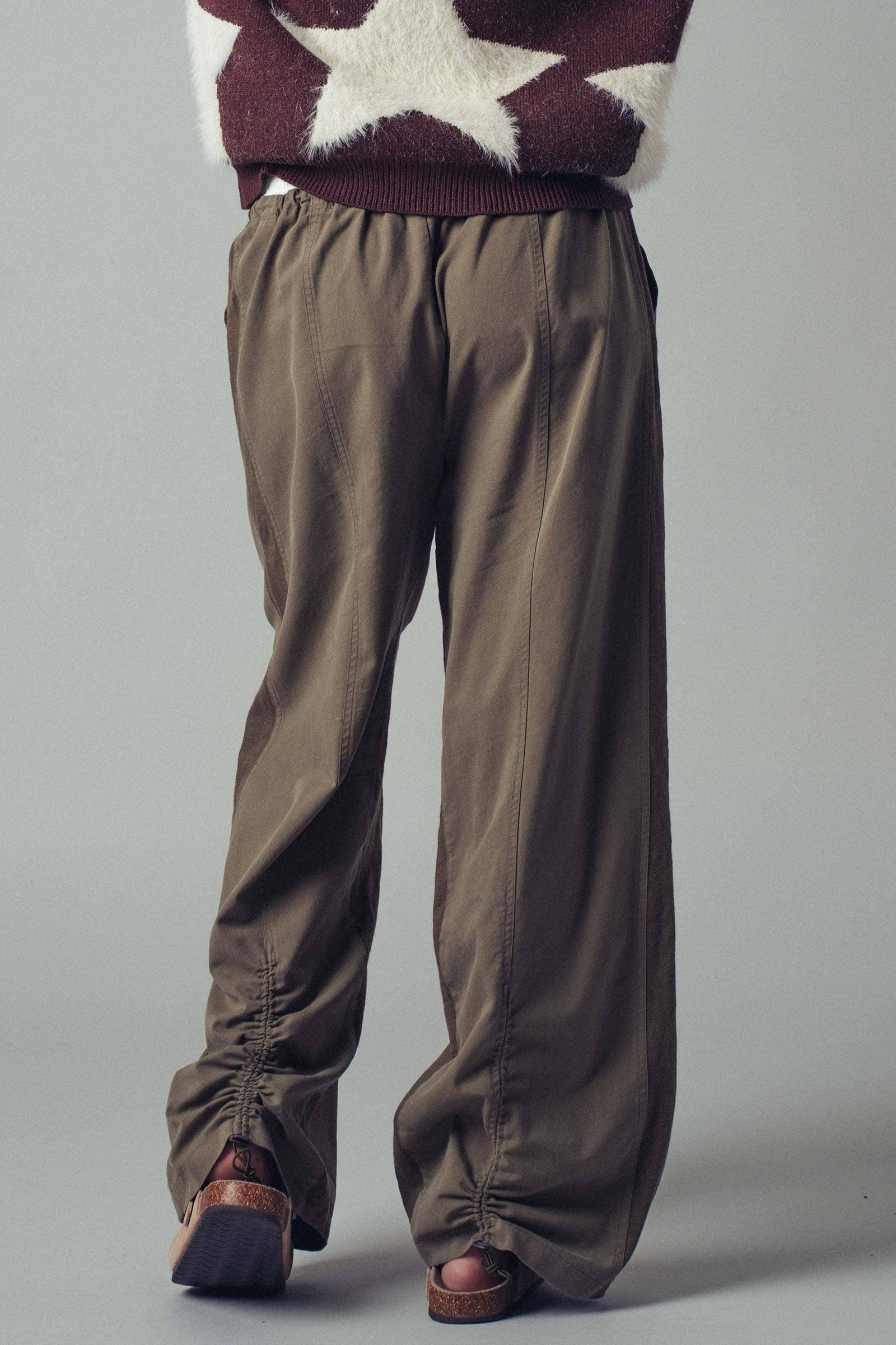 Urban Daizy Drawstring Waist Wide-Leg Relaxed Pants Olive Pants - Women's (UDZ-TP-00814) – alternate view 6