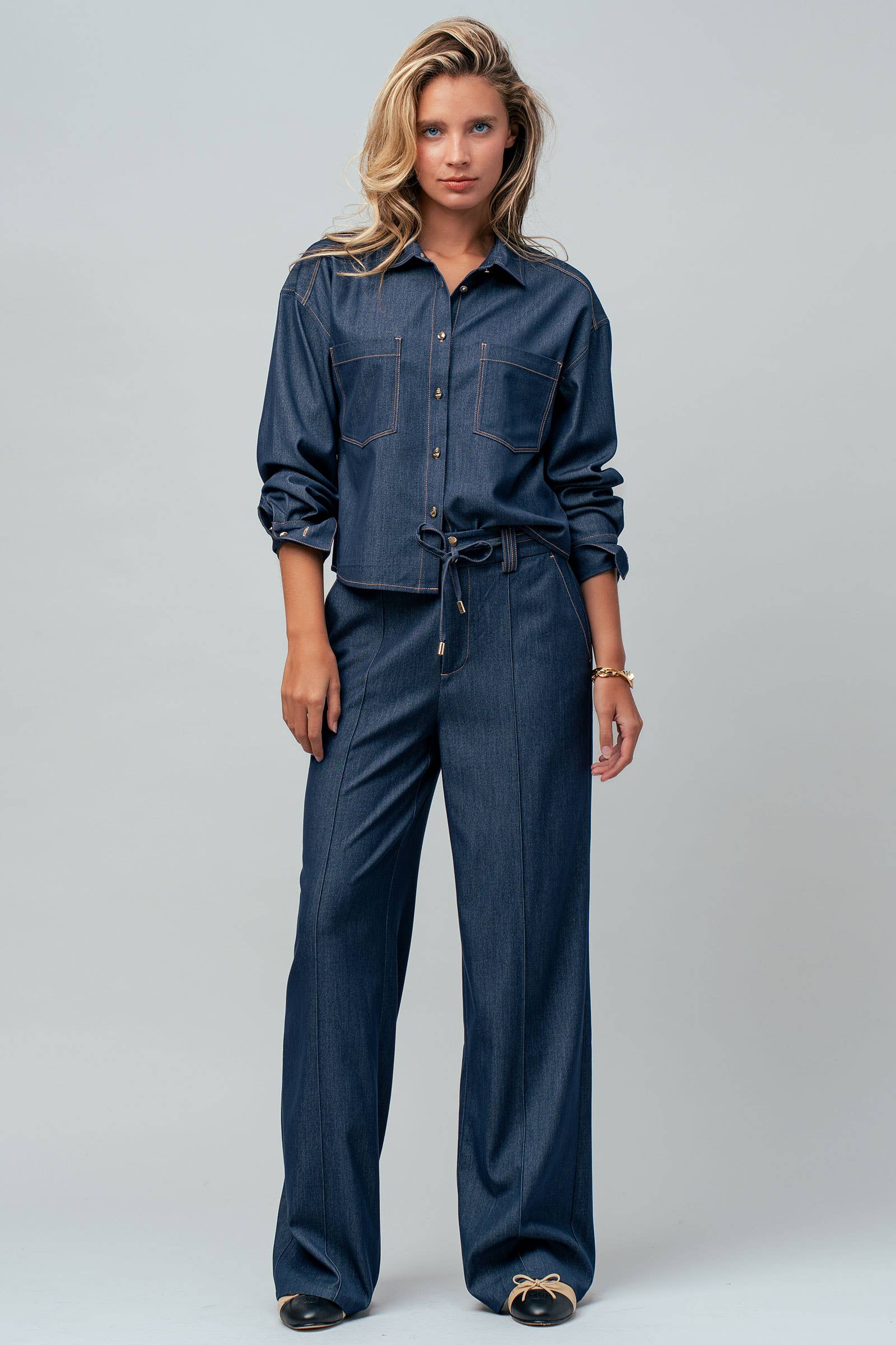 Denim Button Down Utility Shirt