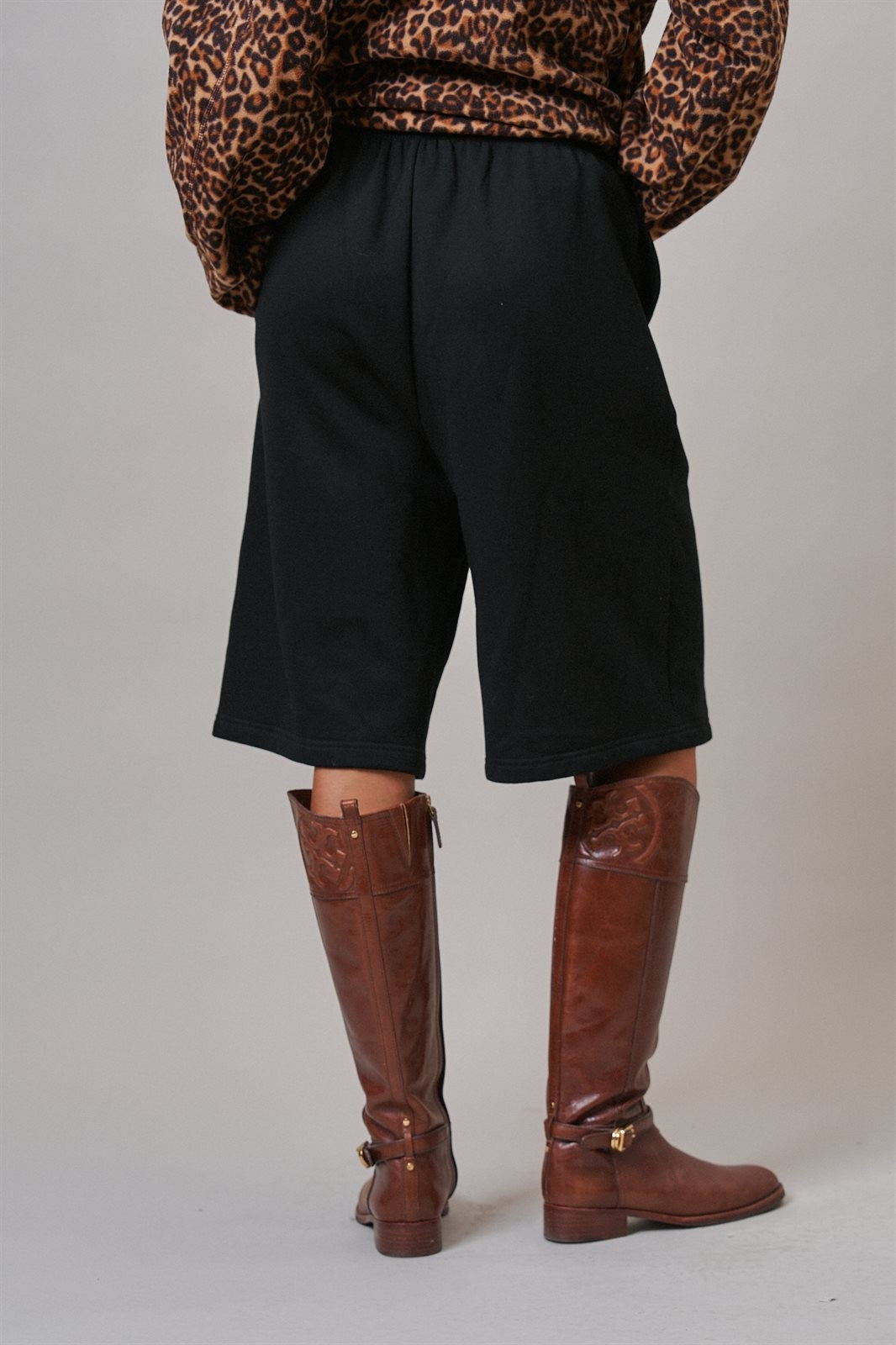 Cotton Fleece Drawstring Sweat Shorts in BLACK - Women's Casual Shorts | Urban Daizy