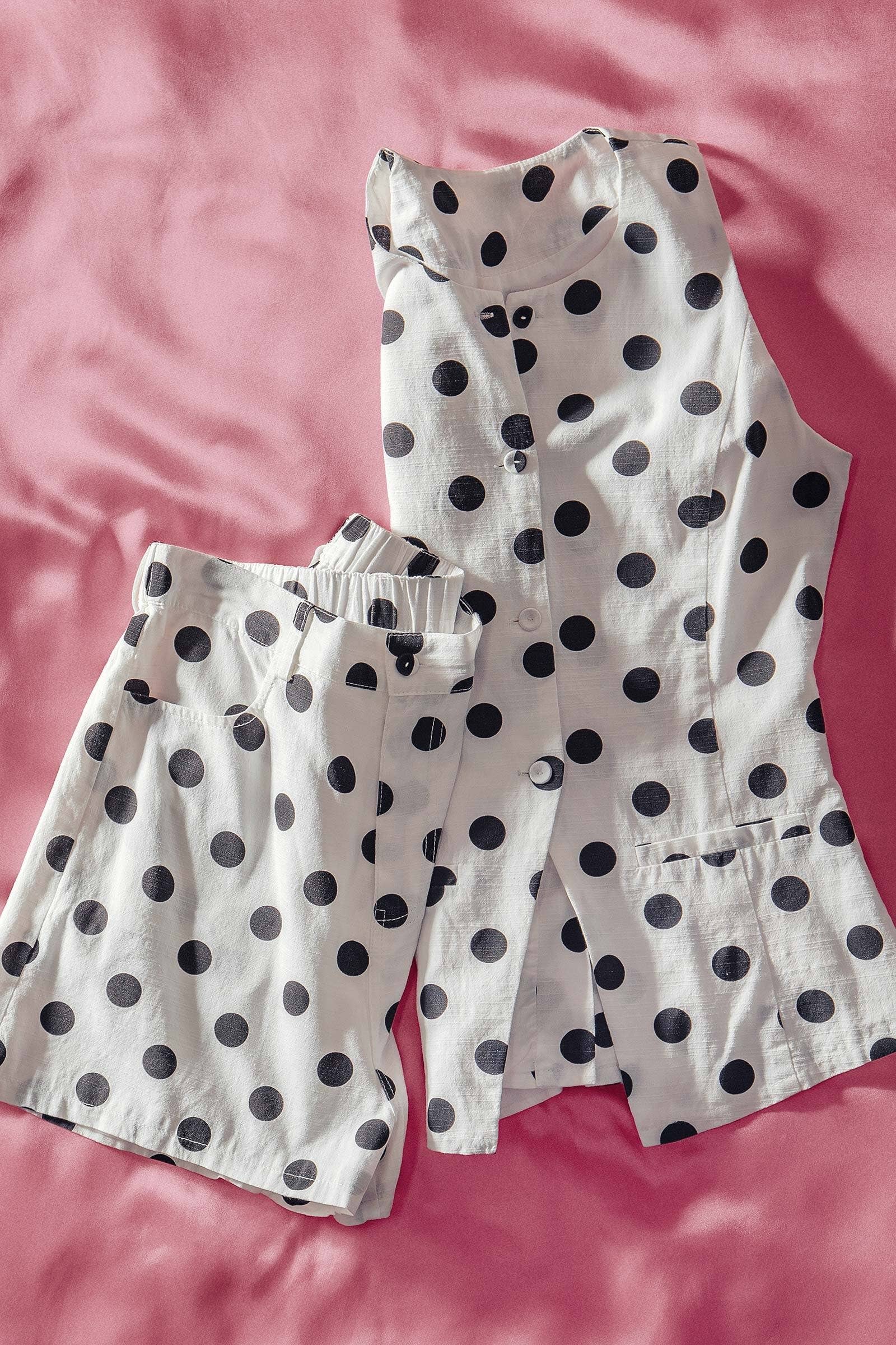 Polka Dot Cotton Linen Matching Set