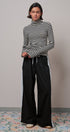 Side Stripe Drawstring Wide-Leg Pants in BLACK - Women's Casual Pants | Urban Daizy