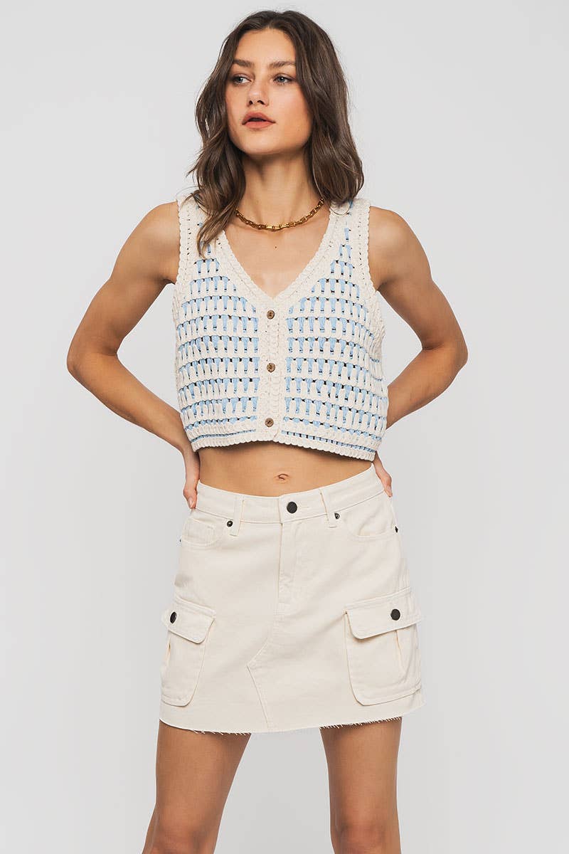 High Rise Raw Hem Utility Pocket Mini Cargo Skirt
