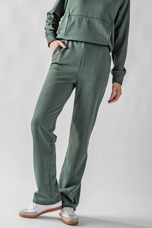 High-Waisted Wide-Leg Micro Fleece Pants