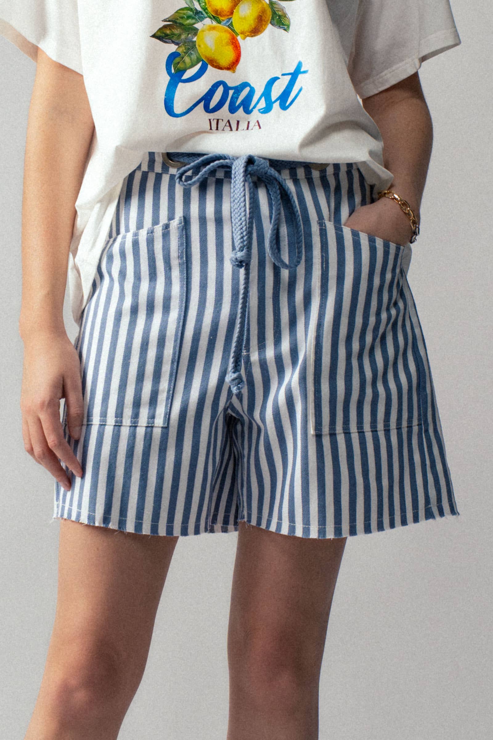 Urban Daizy Striped High-Rise Denim Shorts Blue Shorts - Women's (UDZ-DR-00389) – alternate view 10