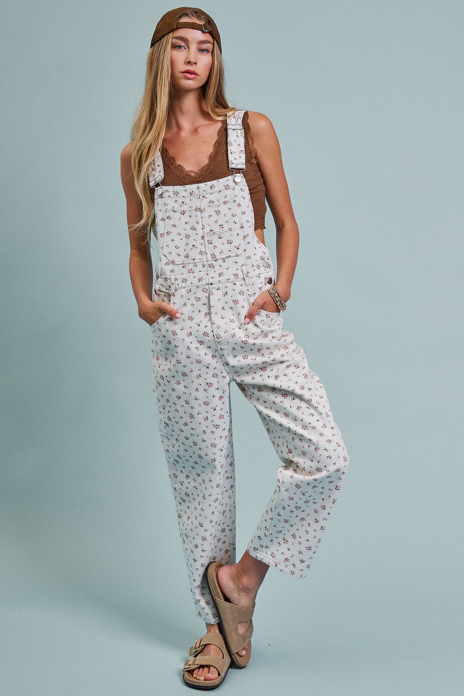 Vintage Ditsy Floral Cotton Overalls