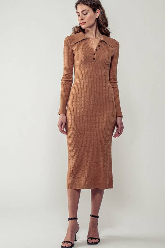 Urban Daizy Ribbed Collared Button Front Midi Sweater Dress H-Grey Dress - Women's (UDZ-DR-00328) – alternate view 8