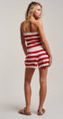 Urban Daizy Retro Striped Knit Bandeau & Shorts Co-ord Set Ivory-Navy Lounge Set - Women's (UDST0149-Ivory-Navy) – alternate view 9