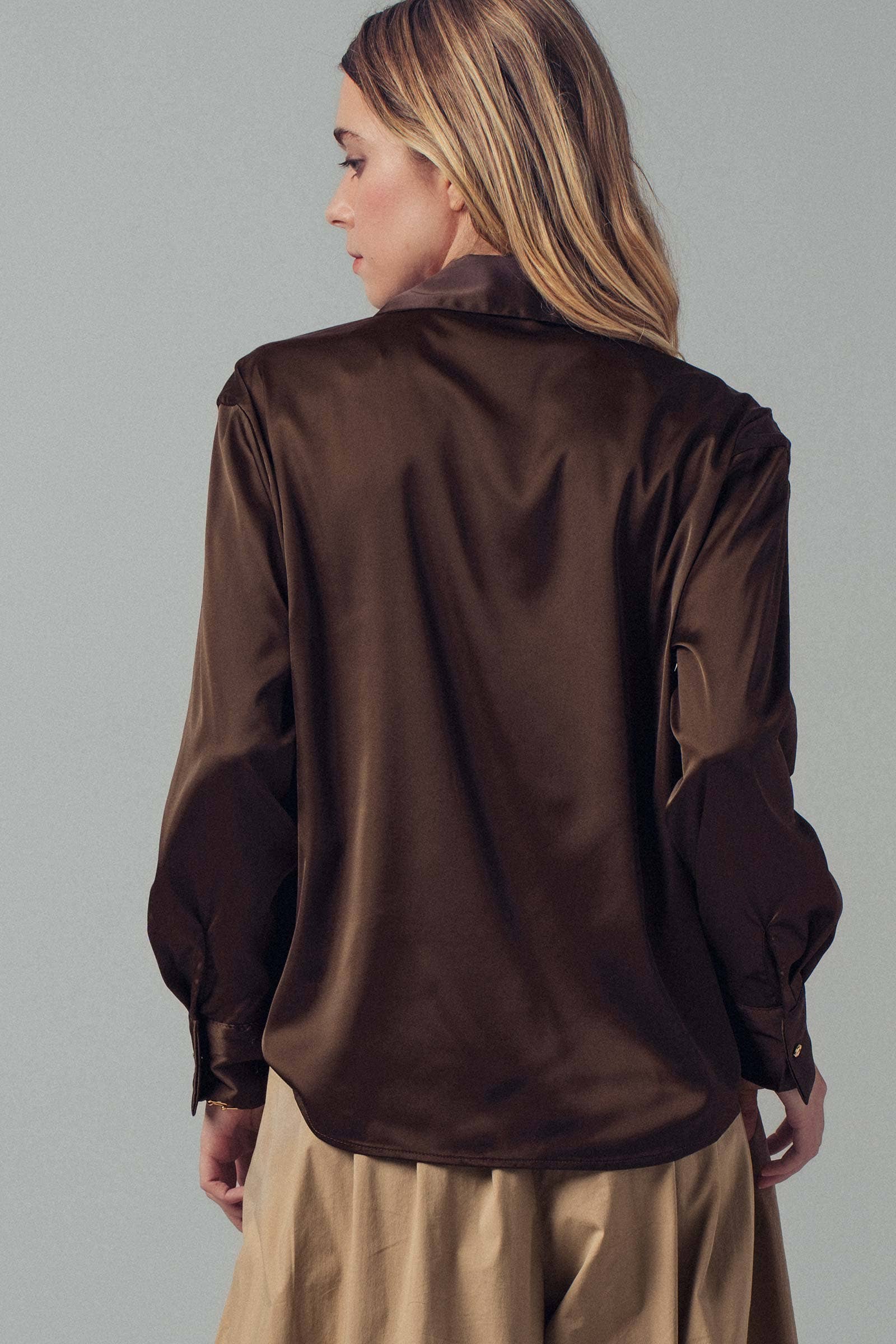 Satin Button Down Blouse