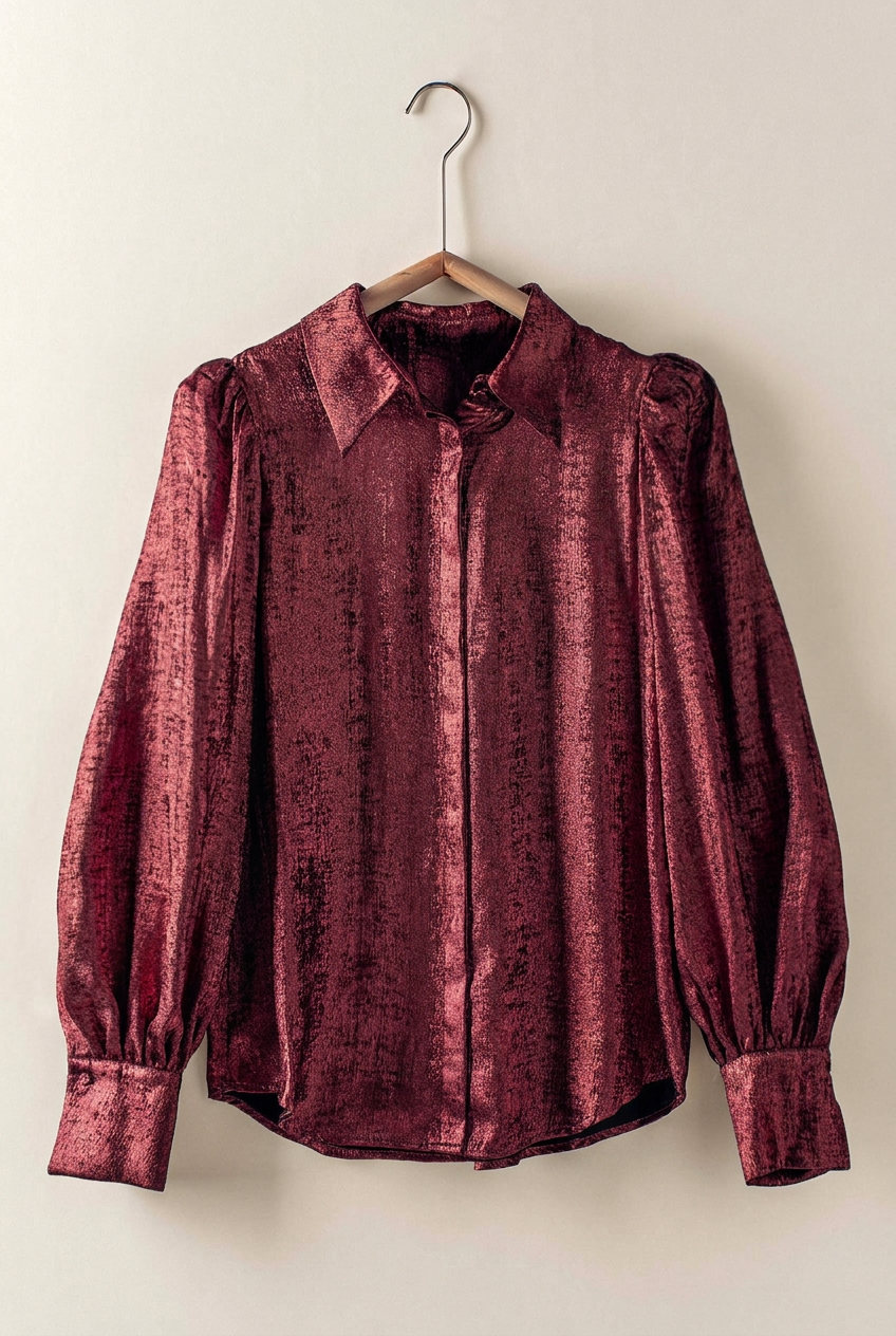 Statement Luminous Volume-Sleeve Blouse
