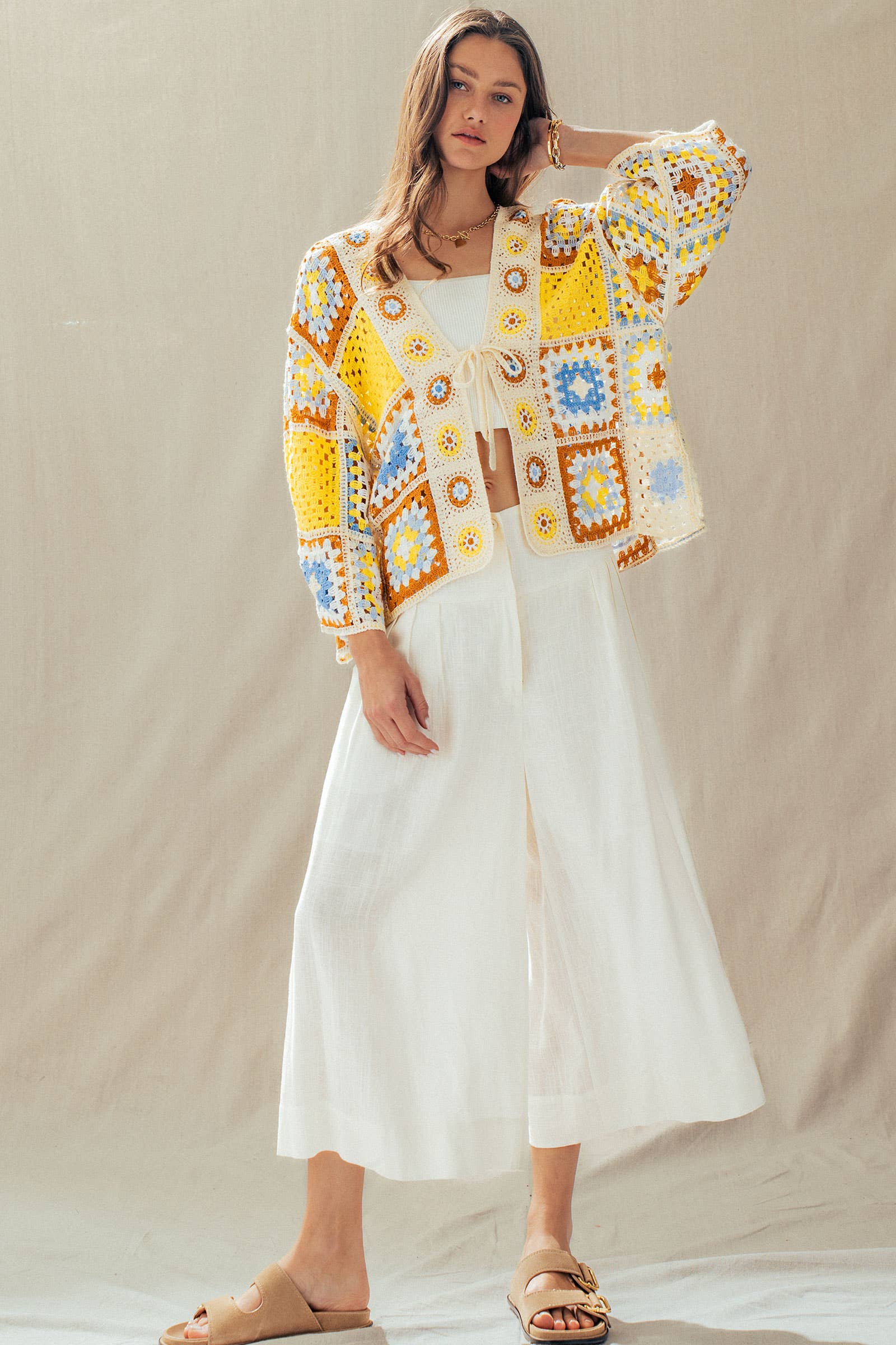 Bohemian Extra Wide Leg Ankle Length Pull On Pants