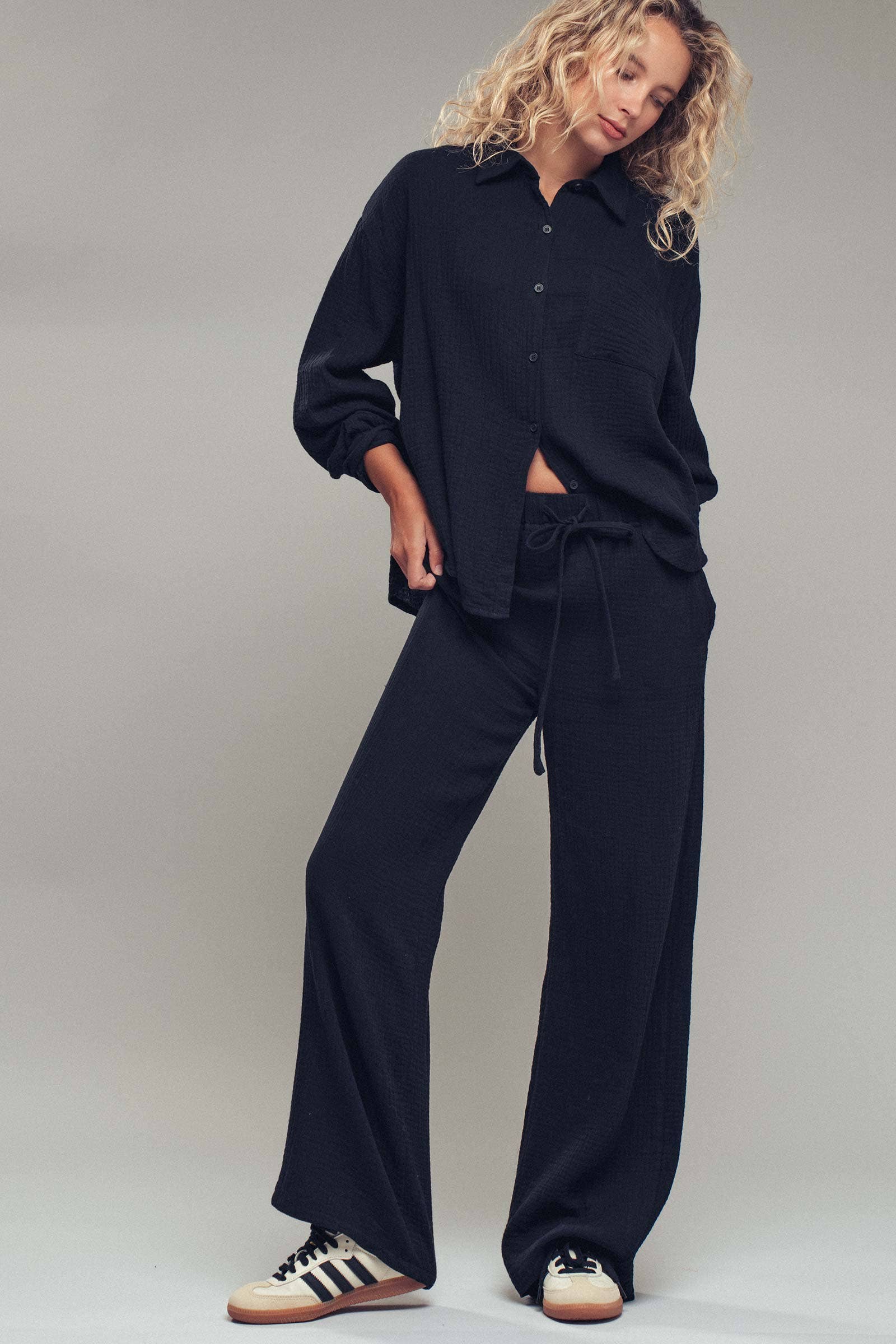 Textured Cotton Gauze Lounge Set