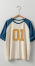Urban Daizy Vintage Varsity Graphic Raglan Baseball Tee Ivory-Navy T-Shirt (Graphic) - Women's (UDZ-TP-01068)