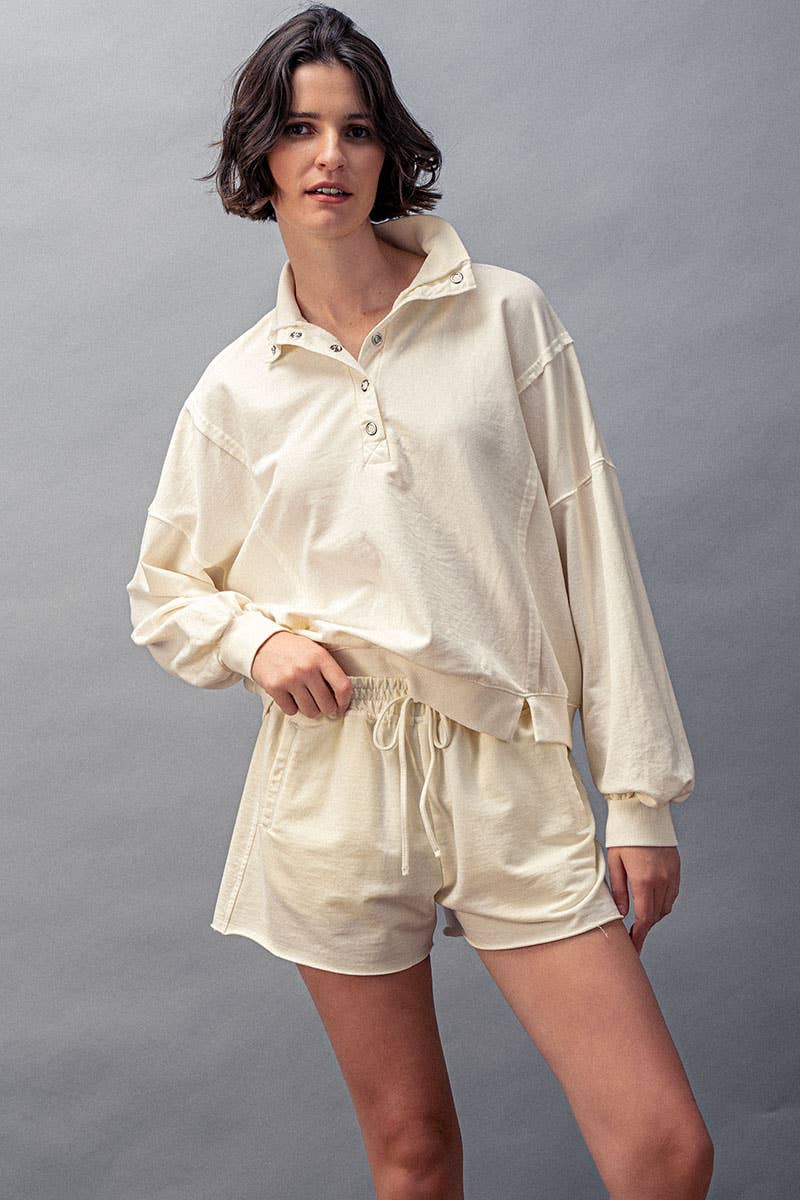 Vintage Wash Snap-Front Sweatshirt