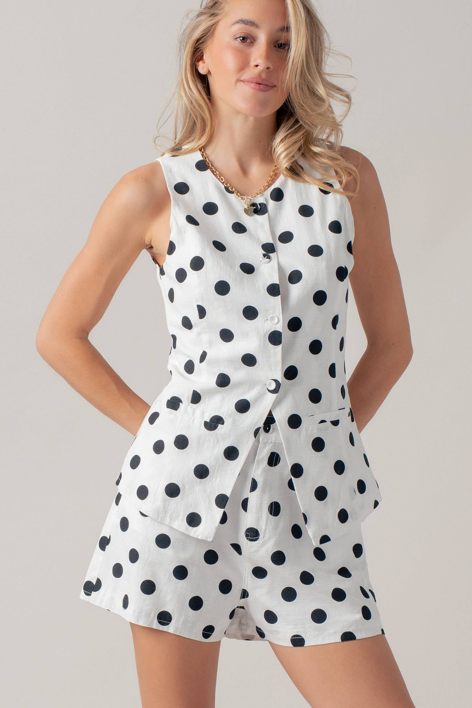 Polka Dot Cotton Linen Matching Set