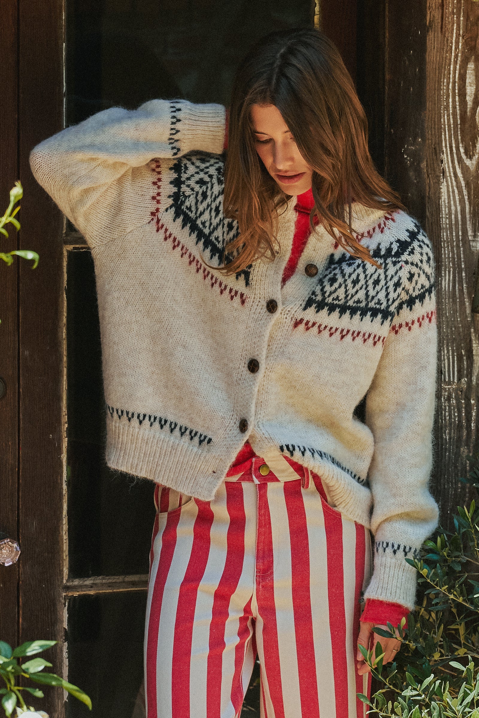 Fair Isle Nordic Toggle Knit Cardigan | wholesale cardigan - women's | Urban Daizy