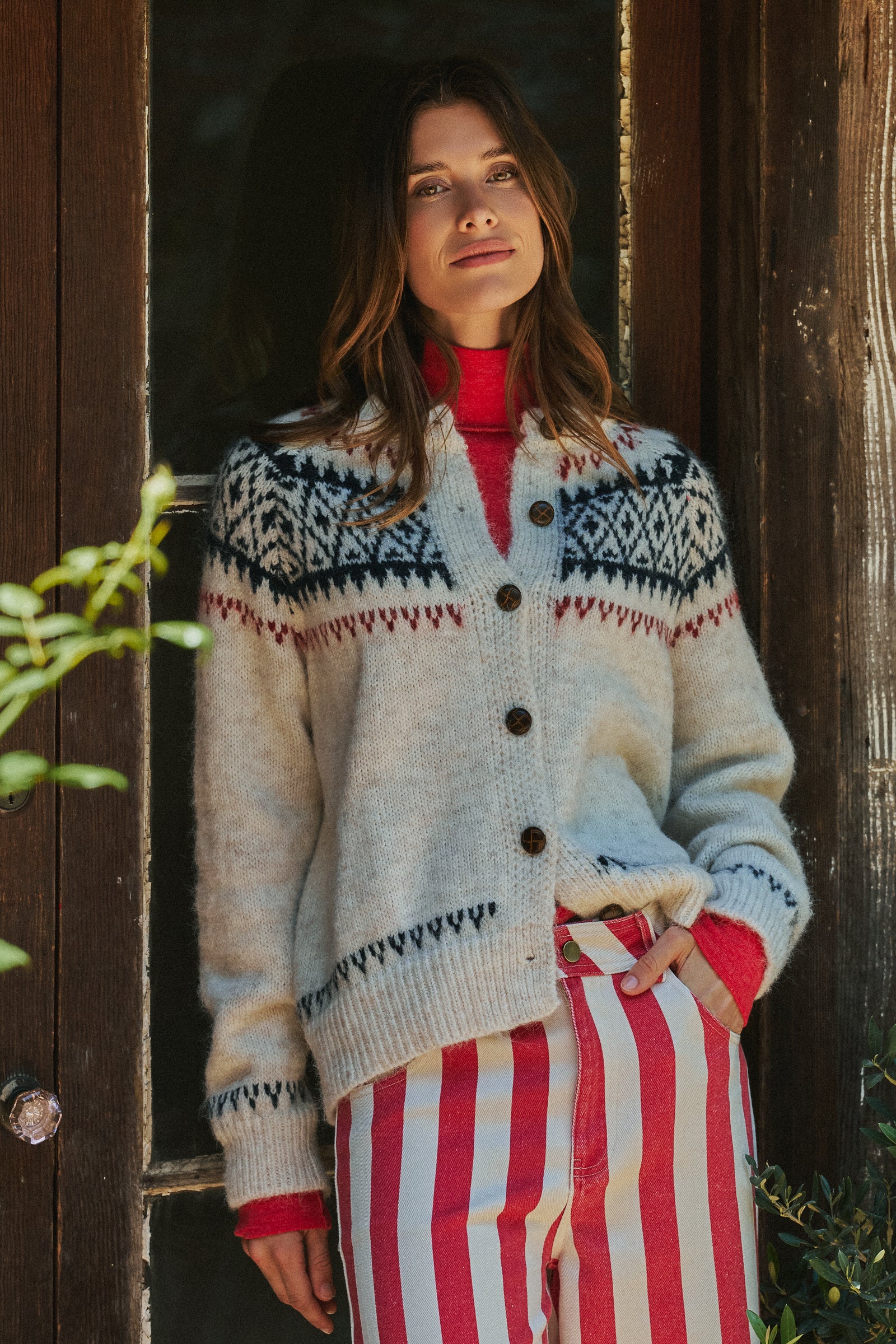 Fair Isle Nordic Toggle Knit Cardigan