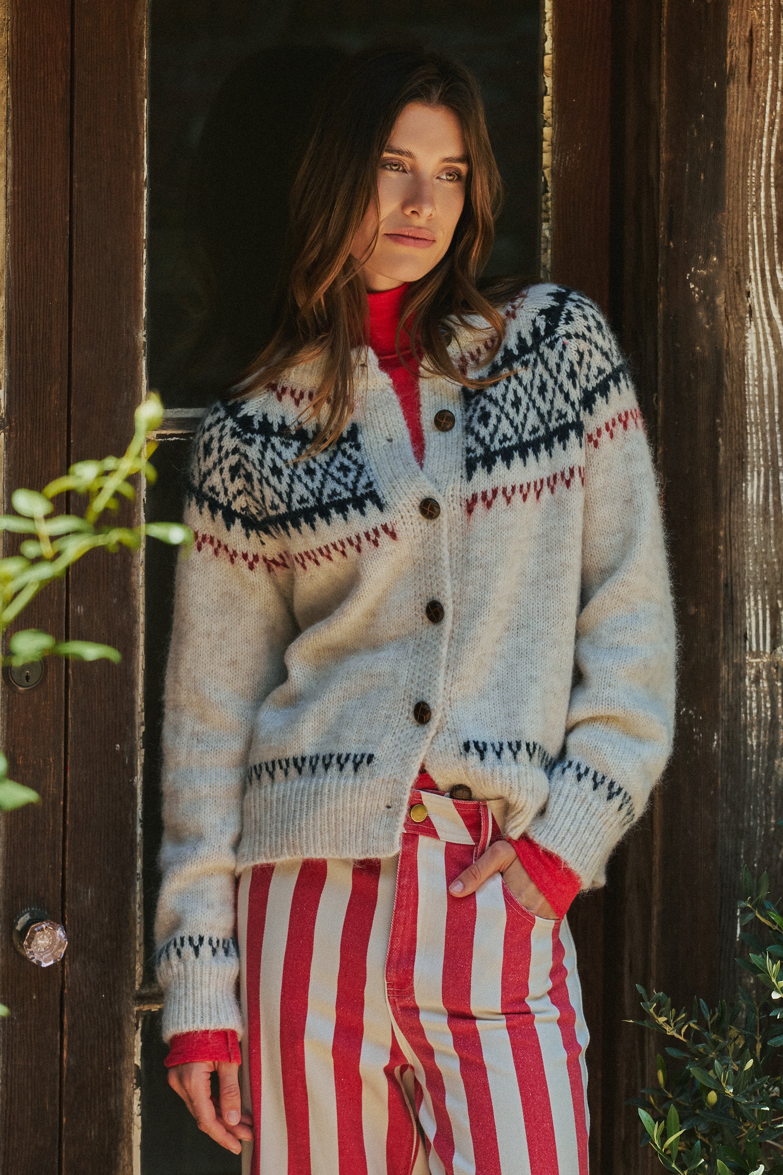 Fair Isle Nordic Toggle Knit Cardigan | wholesale cardigan - women's | Urban Daizy