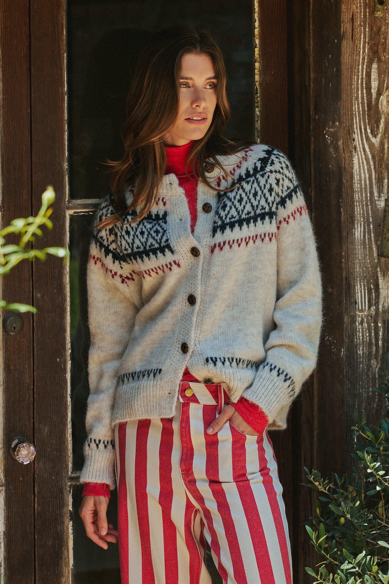 Fair Isle Nordic Toggle Knit Cardigan | wholesale cardigan - women's | Urban Daizy