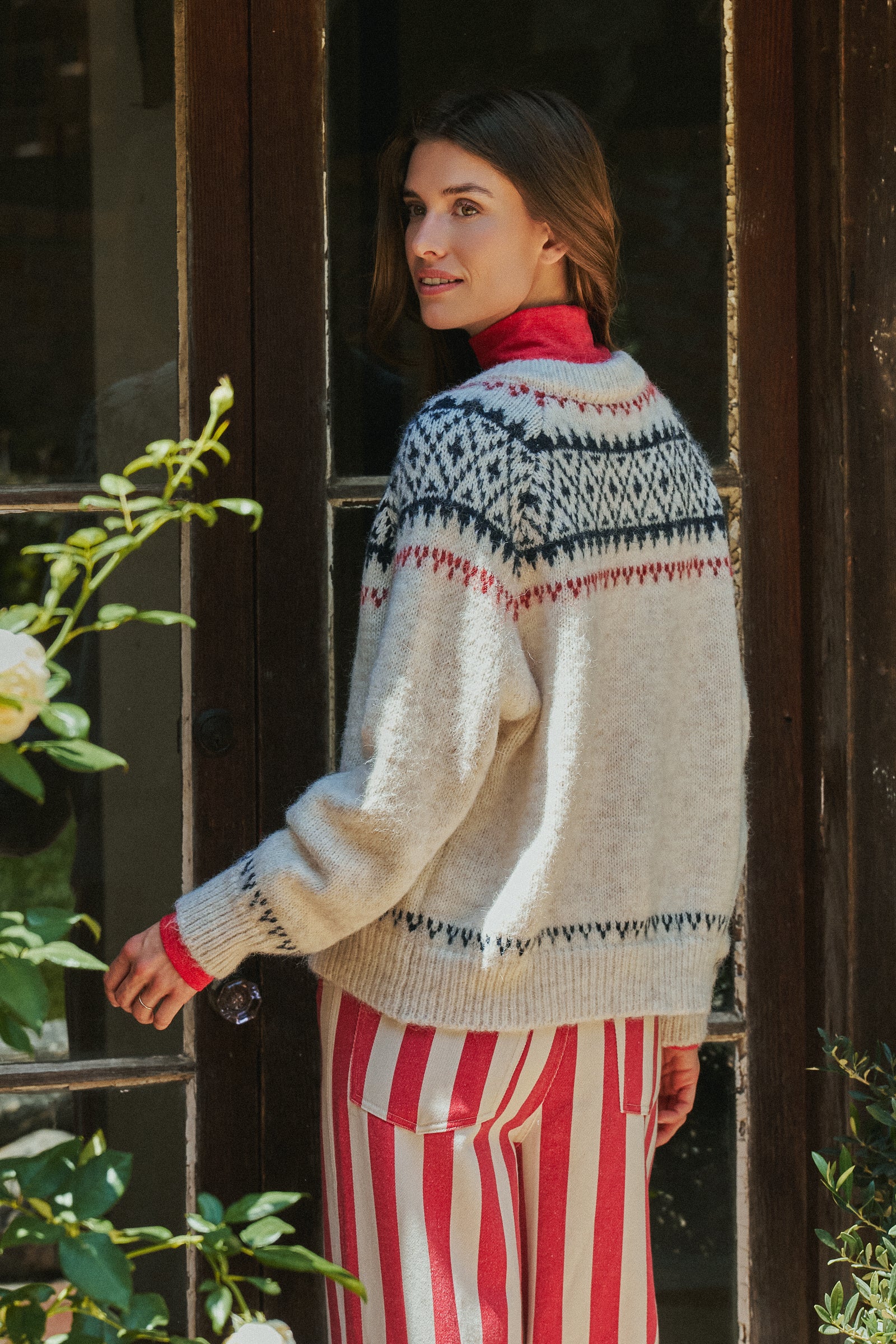 Fair Isle Nordic Toggle Knit Cardigan | wholesale cardigan - women's | Urban Daizy
