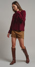 Multicolor Dot Stitch V-Neck Tie Sleeve Sweater