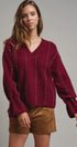 Multicolor Dot Stitch V-Neck Tie Sleeve Sweater