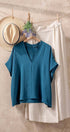 Urban Daizy Relaxed V-Neck Top with Folded Sleeves Ivory Blouse - Women's (UDZ-TP-00570) – alternate view 27