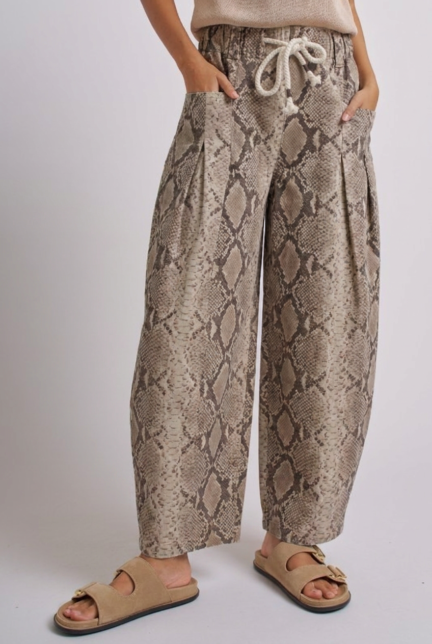Rope Drawstring Balloon Pants Pleated Front