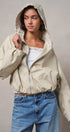 Oversized Hooded Zip-Front Cotton Jacket in KHAKI - Women's Jackets & Blazers | Urban Daizy