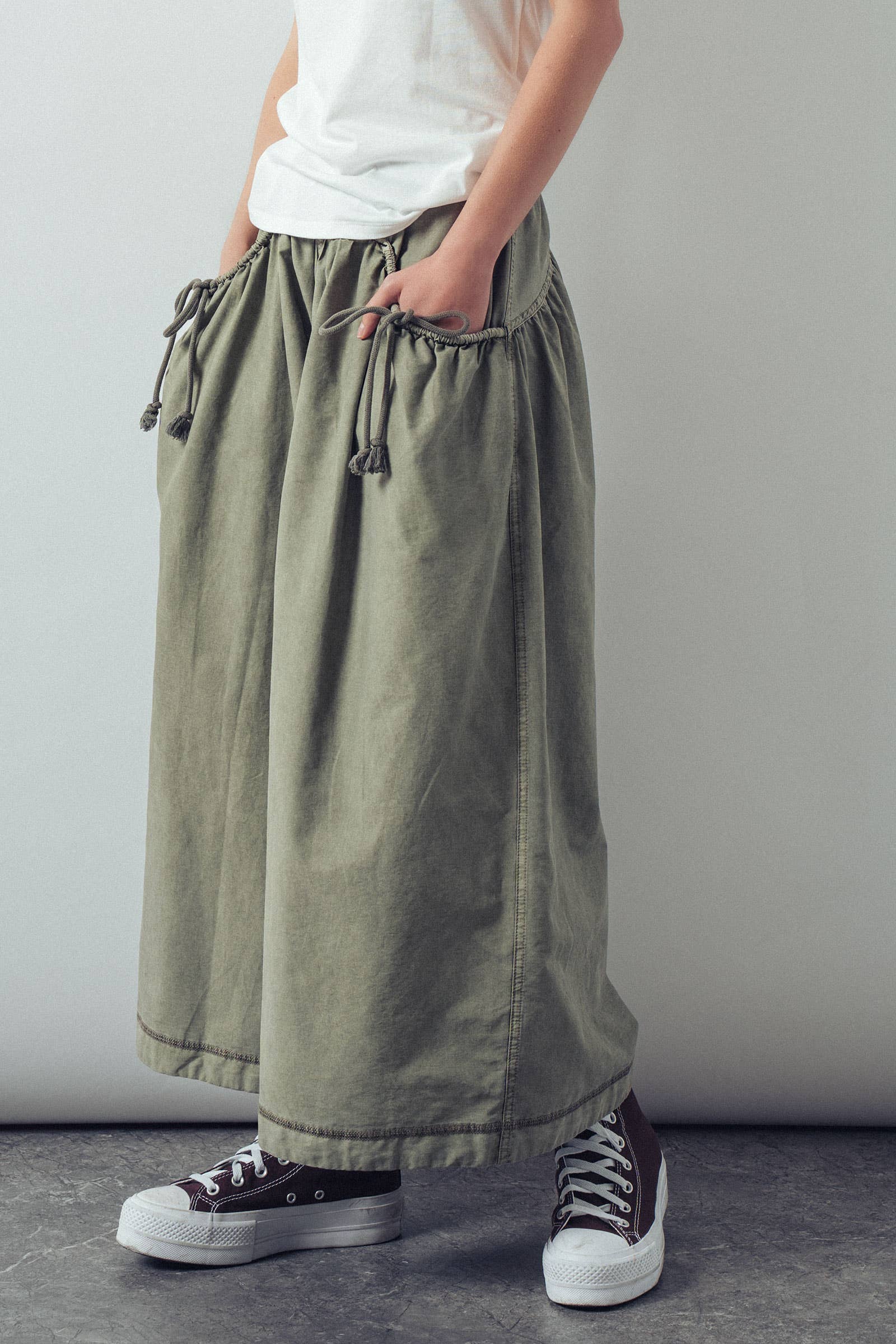 Drawstring Detail Wide Leg Culottes