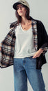 Urban Daizy Plaid Flannel-Lined Corduroy Shacket Taupe Shirt Jacket/Shacket - Women's (UDZ-KN-00150) – alternate view 19