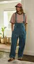 Wide Leg Denim Overalls with Utility Pockets in DENIM - Women's Jumpsuits | Urban Daizy