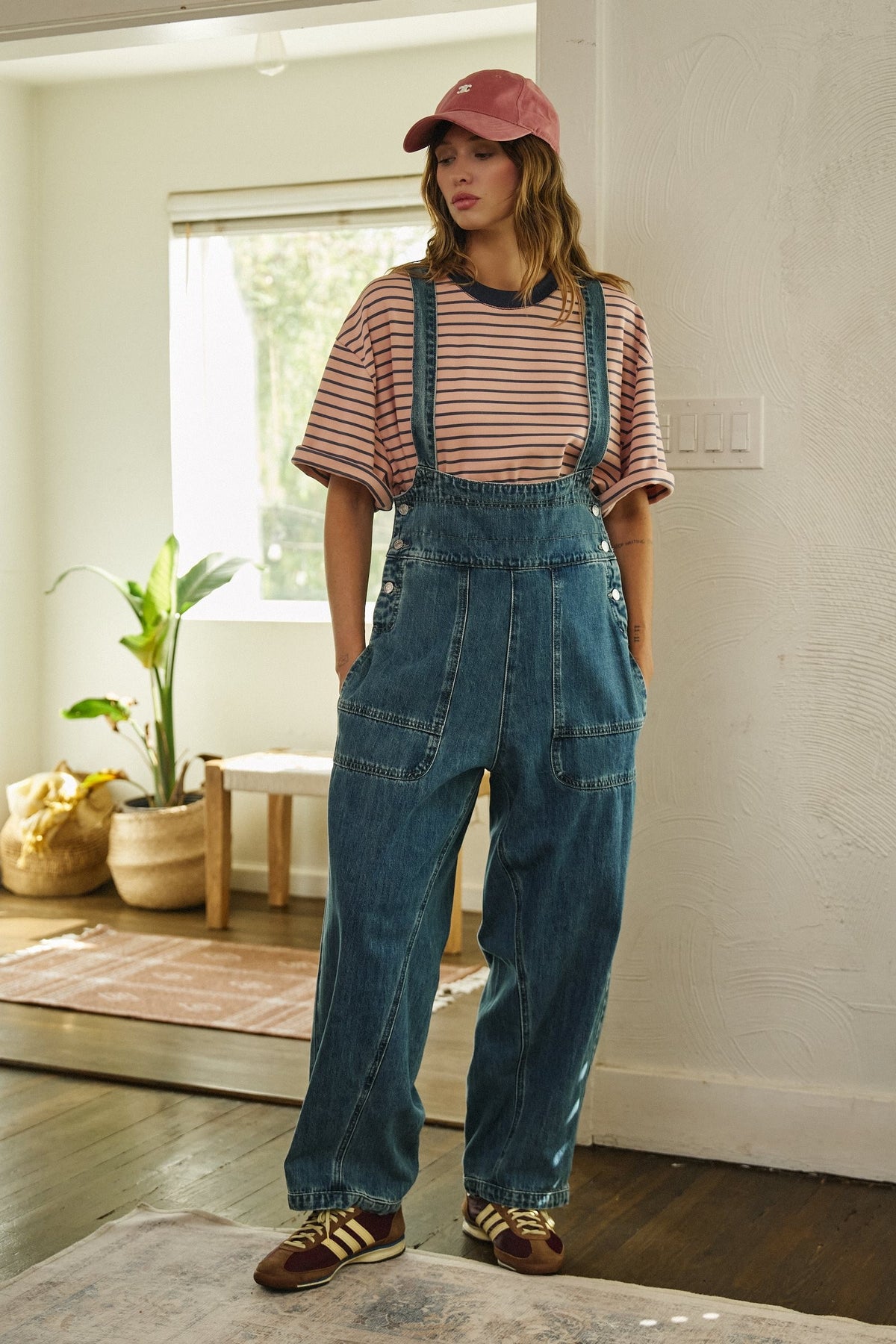 Wide Leg Denim Overalls with Utility Pockets in DENIM - Women's Jumpsuits | Urban Daizy