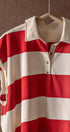 Urban Daizy Bold Striped Dolman Sleeve Polo Shirt Ivory Black Polo - Women's (UDZ-TP-00660) – alternate view 4