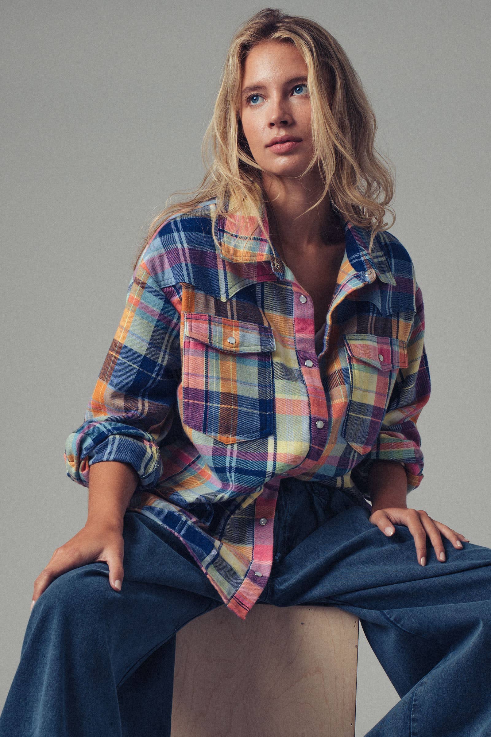 Plaid Snap-Front Western Shirt