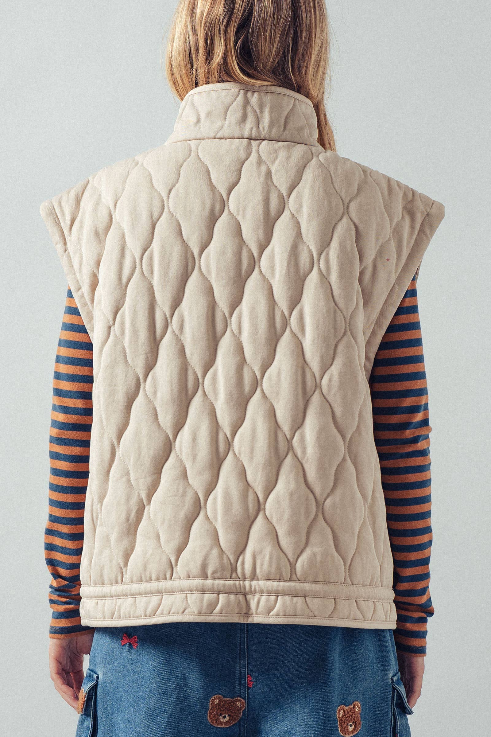 Vintage Washed Quilted Padded Vest
