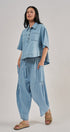 Washed Utility Wide-Leg Pants in CHAMBRAY - Women's Casual Pants | Urban Daizy
