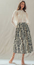 Urban Daizy Botanical Print Cotton Midi Skirt with Pockets Ivory-Black Skirt - Women's (UDSK0102) – alternate view 11