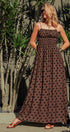 Urban Daizy Polka Dot Smocked Maxi Dress Linen Blend Brown/Black Dress - Women's (UDZ-DR-00515) – alternate view 10