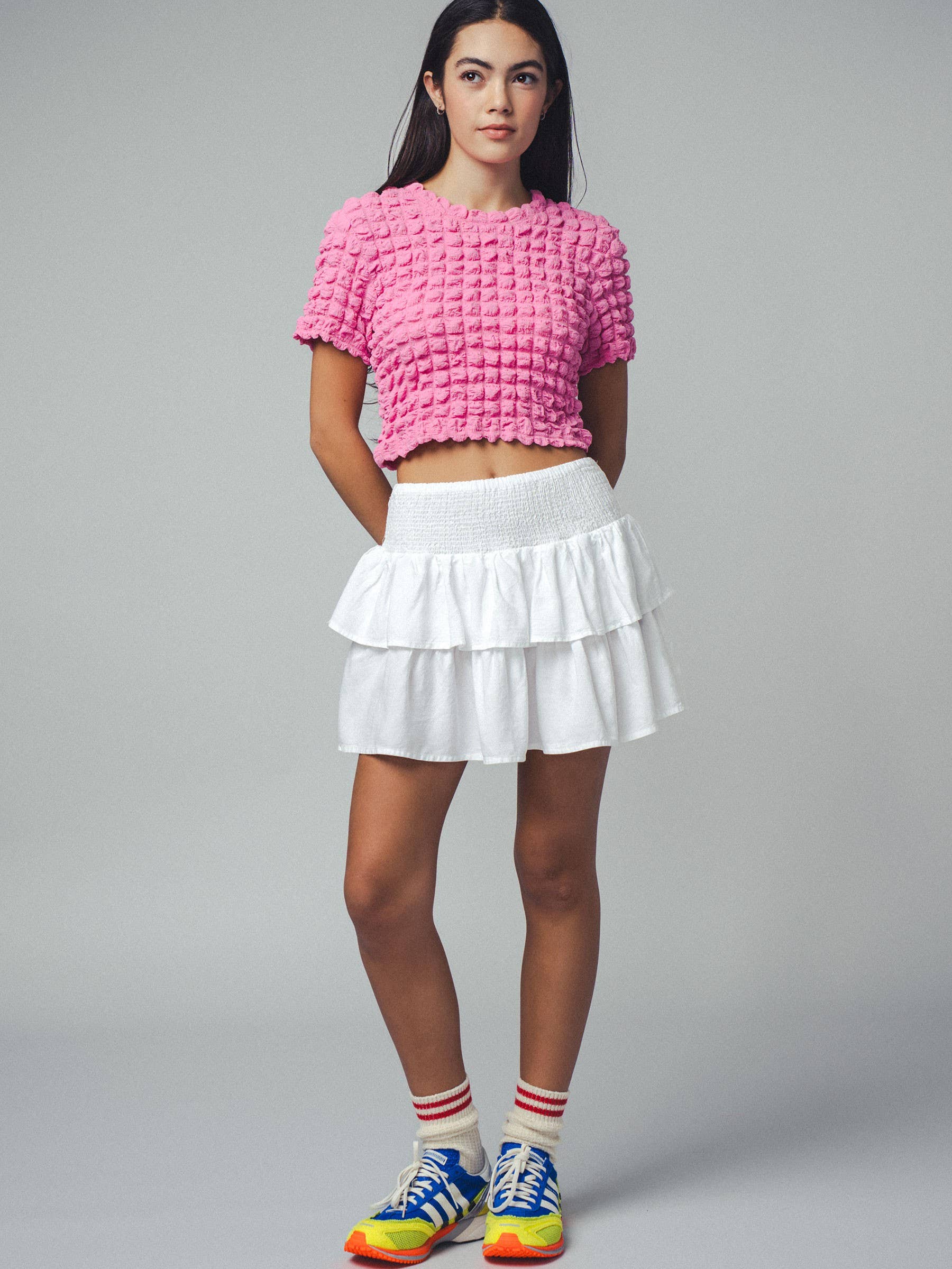 Bubble Popcorn Textured Crop Top